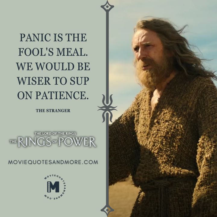 Panic is the fool's meal. - The Stranger (The Rings of Power Season 2 Quotes)