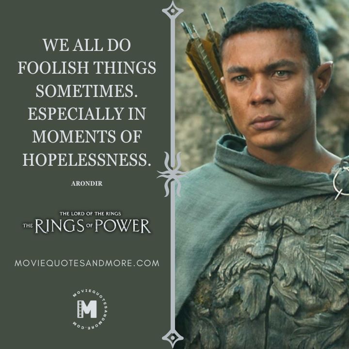 We all do foolish things sometimes. - Arondir (The Rings of Power Season 2 Quotes)